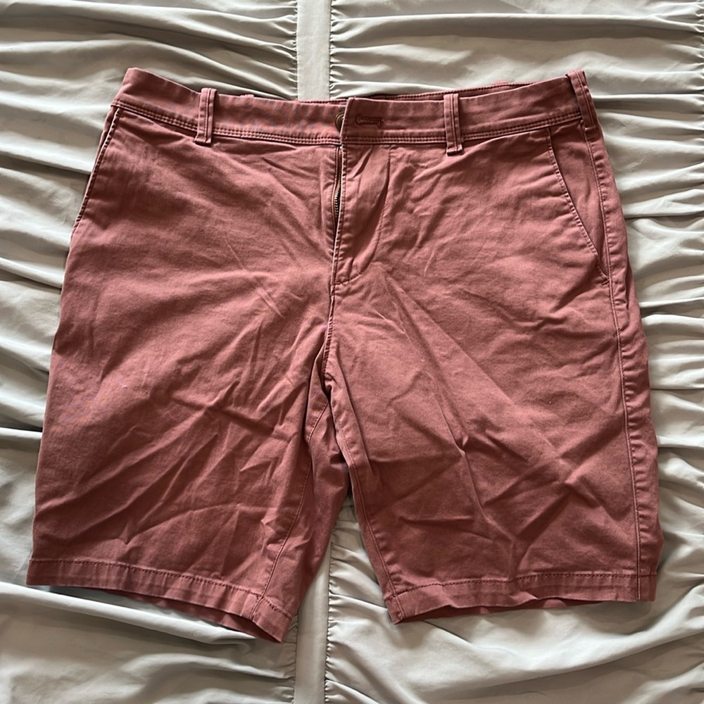 Express Stretch Slim Above the Knee Light Red Shorts